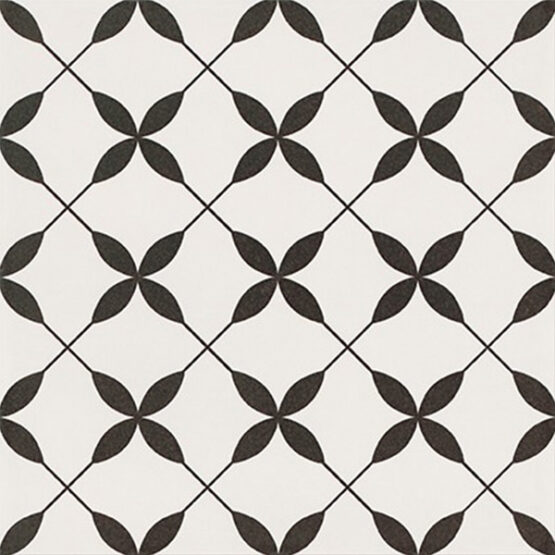 Patchwork Clover Black Pattern 30×30